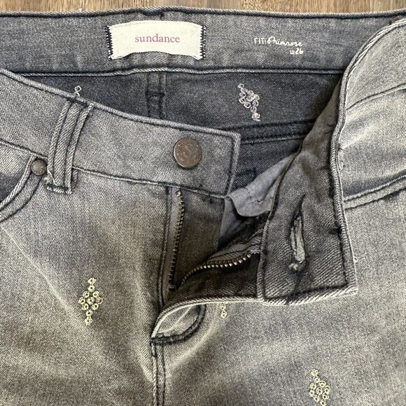 Sundance Jeans Womens Gray Denim Primrose Skinny Sequined Diamond Sz 26 - Picture 8 of 16